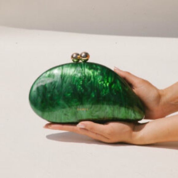 Rama green marbled acrylic clutch bag - Picture 1 of 6